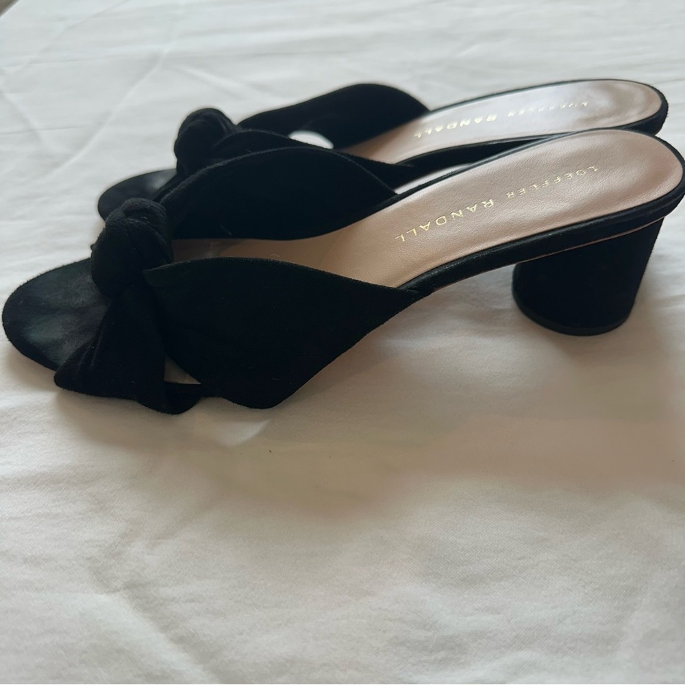 Loeffler Randall Celeste Mid-Heel Knot Slide Black Suede Sz 6.5 - Picture 5 of 9
